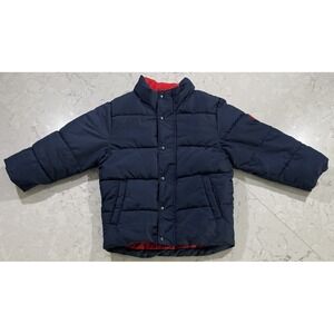 Baby GAP Warmest Puffer Jacket 4T Navy Blue Red Fleece Lined Coat S/473796-00